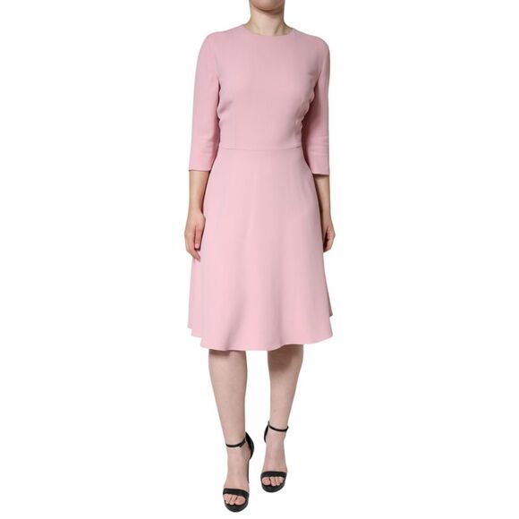 Dolce & Gabbana Pink A-line Viscose 3/4 Sleeves Women's Dress